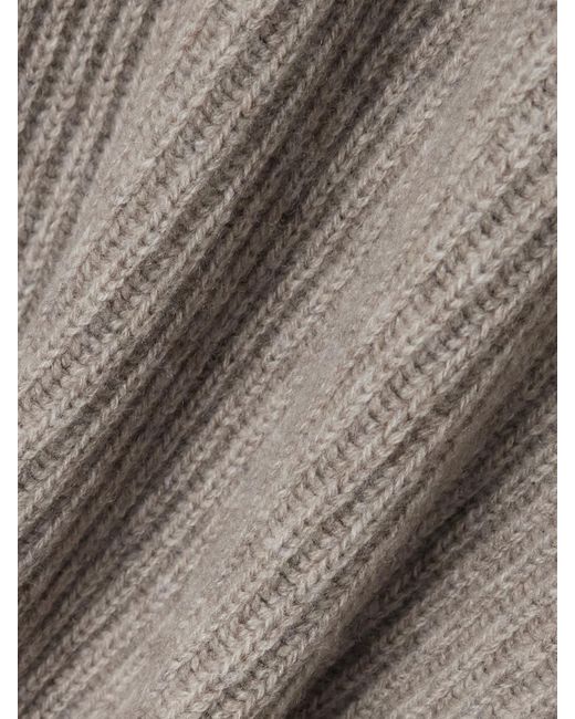 Brunello Cucinelli Gray Pullover Aus Geripptem Kaschmir Mit Reißverschluss