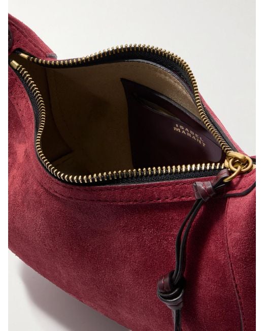 Isabel Marant Red Oskan Moon Schultertasche Aus Veloursleder Mit Lederbesätzen Und Details Im Überwendlichstich
