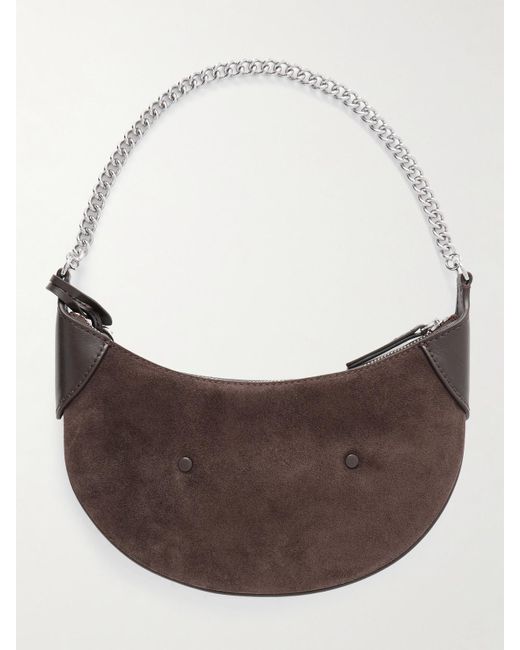 Polo Ralph Lauren Brown Polo Id Small Leather-Trimmed Suede Shoulder Bag