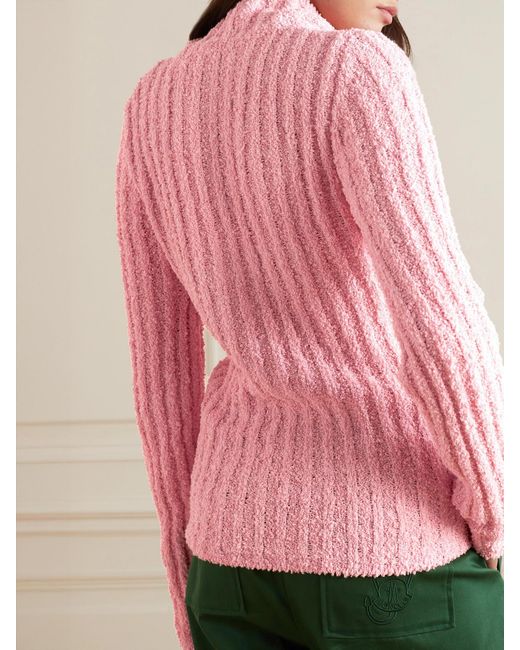 Moncler Genius Pink Jw Anderson Appliquéd Ribbed Cotton-Blend Bouclé Sweater