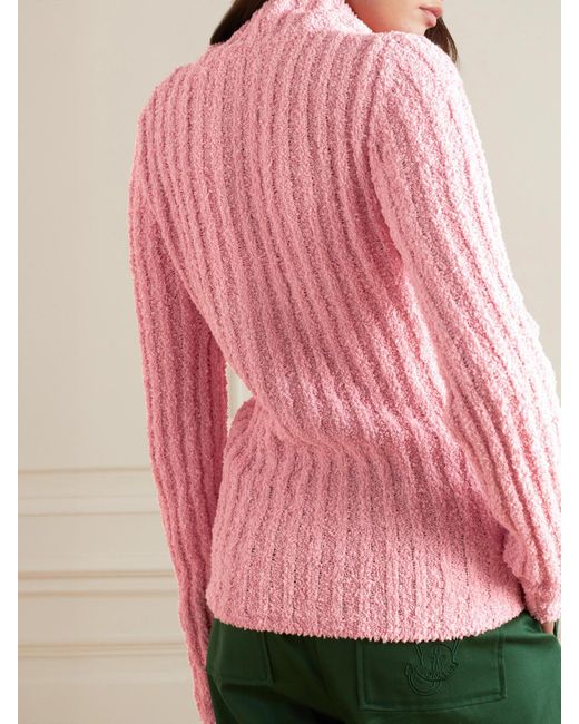 Moncler Genius Pink Jw Anderson Appliquéd Ribbed Cotton-Blend Bouclé Sweater