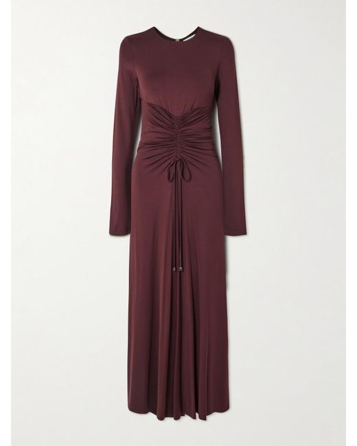 Max Mara Purple Doppia Midikleid Aus Jersey Mit Raffungen