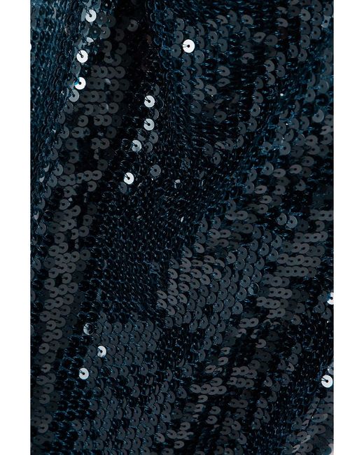 Magda Butrym Blue Appliquéd Sequined Tulle Halterneck Maxi Dress