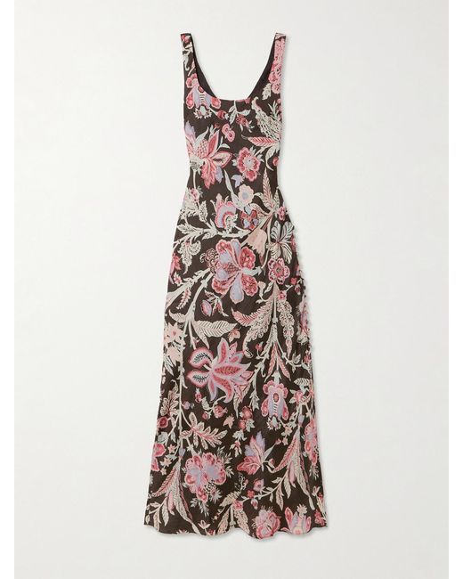 Alix Of Bohemia Multicolor Adele Floral-Print Silk Maxi Dress