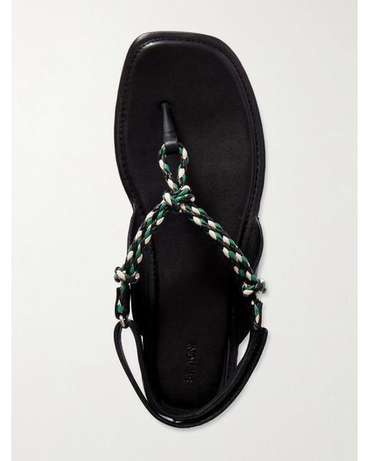 St. Agni Black Woven Leather Sandals
