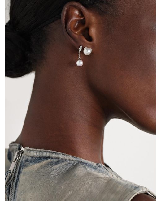 Mikimoto Natural Ohrringe Aus 18 Karat Weißgold Mit Perlen Und Diamanten