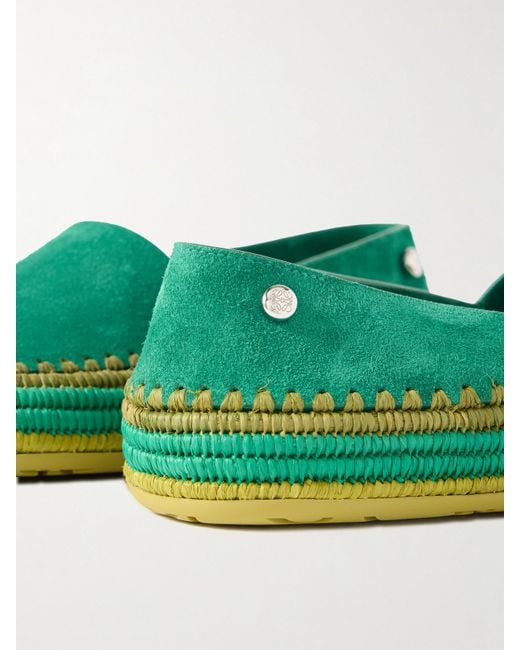 Espadrilles En Daim À Finitions En Raphia Rio X Paula's Ibiza Loewe en coloris Green