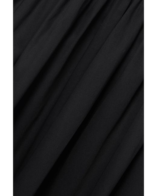 TOVE Black Lauryn Gathered Cotton-Blend Poplin Midi Dress