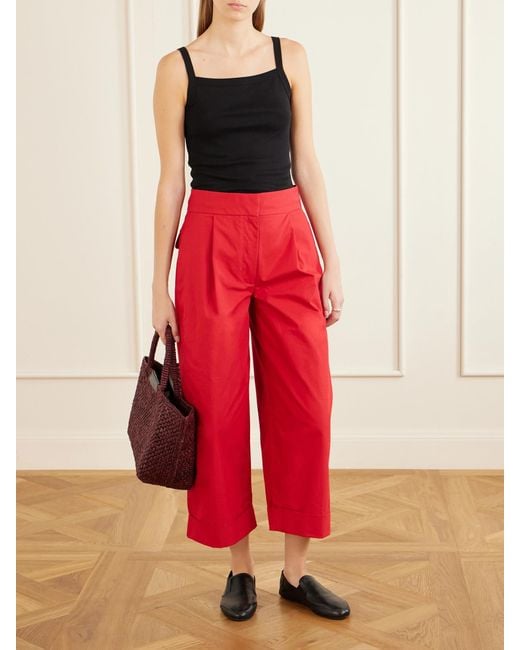 Proenza Schouler Red Talla Cotton-Blend Wide-Leg Pants