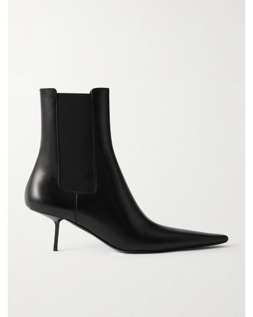Saint Laurent Black Victoire Leather Ankle Boots