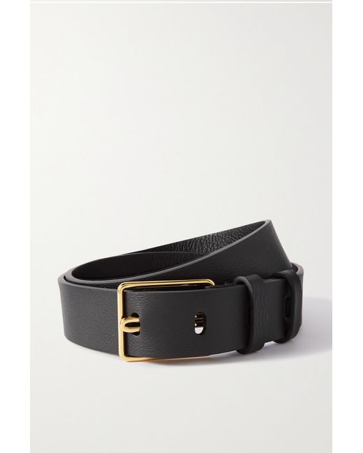The Row Sydney Textured-leather Belt in Black | Lyst