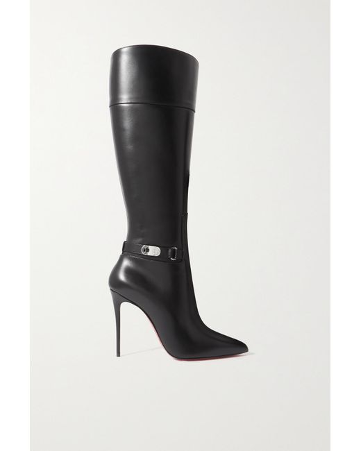 Christian Louboutin Lock Kate Botta Leather Knee Boots in Black | Lyst UK