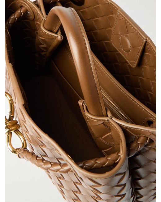 Bottega Veneta Brown Andiamo Small Intrecciato Leather Tote