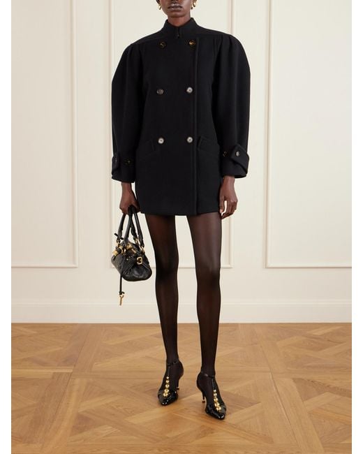 Chloé Blue Wool-Blend Double-Breasted Coat