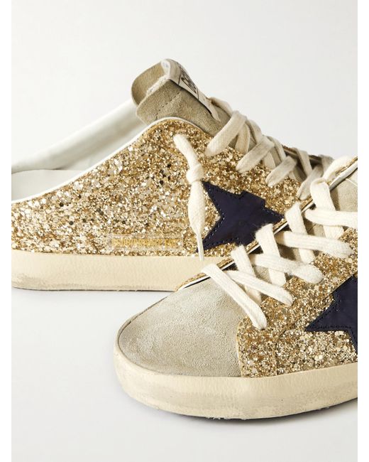 Baskets À Enfiler En Cuir À Paillettes Et En Daim Effet Vieilli Super-Star Sabot Golden Goose Deluxe Brand en coloris Natural