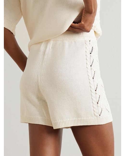 Loulou de Saison Natural Andel Cable And Pointelle-Knit Cotton Shorts