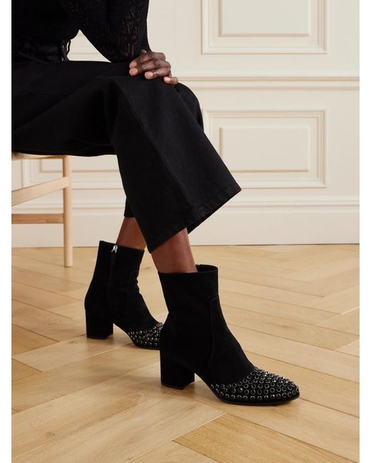 Alaïa Black Suede Ankle Boots With Studs