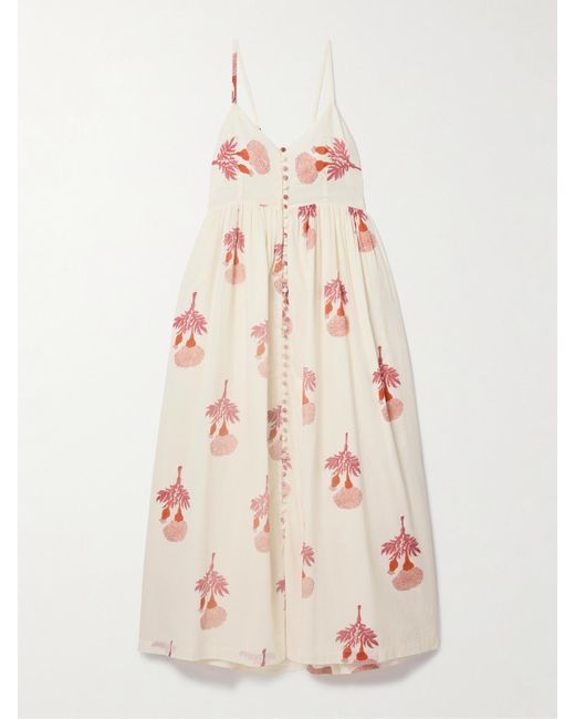 Robe Midi En Voile De Coton À Imprimé Fleuri Et À Fronces Skylar Alix Of Bohemia en coloris Natural