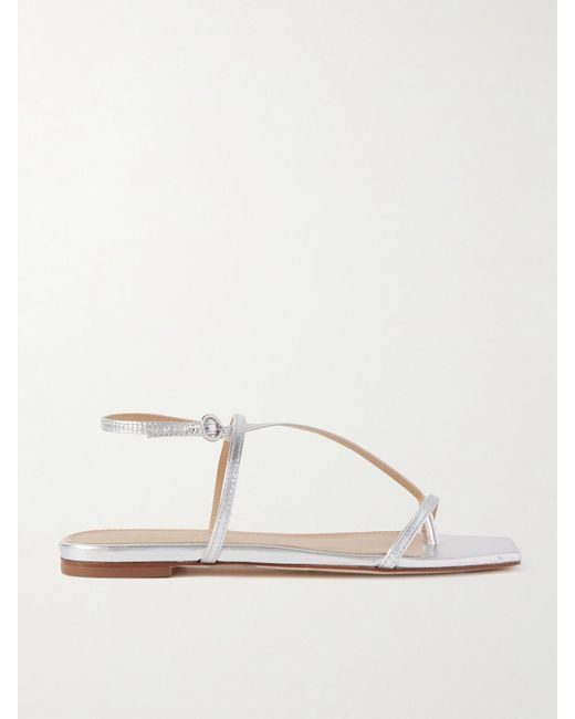 Aeyde Natural Ella Sandalen Aus Metallic-Leder