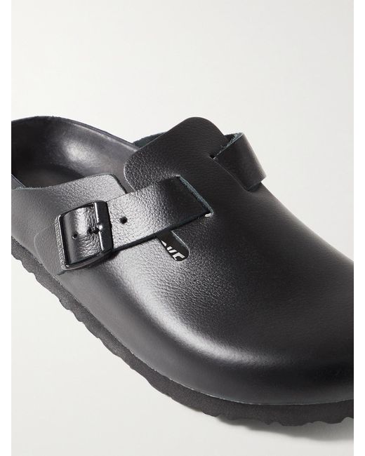 Birkenstock Black Boston Clogs Aus Leder Mit Velourslederbesatz