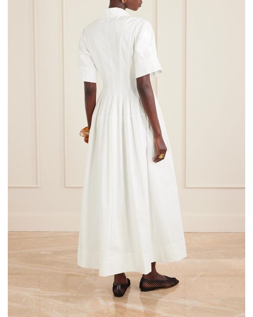 Jonathan Simkhai White Mollie Pleated Cotton-Poplin Midi Shirt Dress
