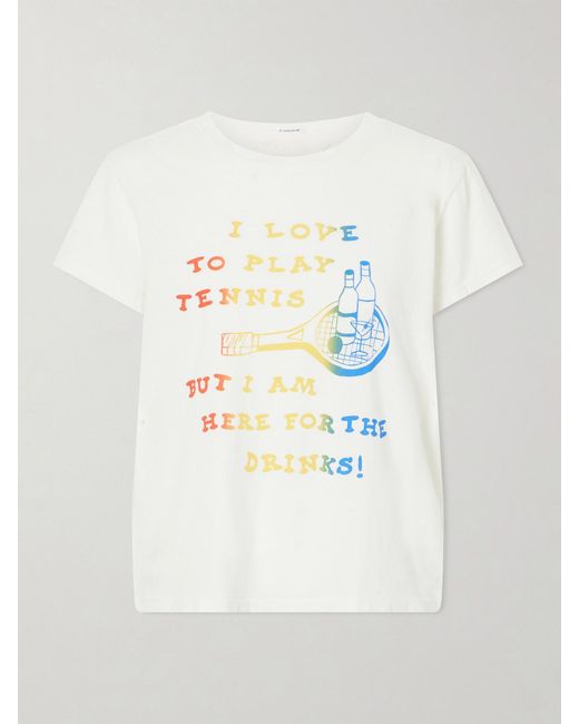 Mother White The Boxy Goodie Goodie Printed Cotton-Jersey T-Shirt