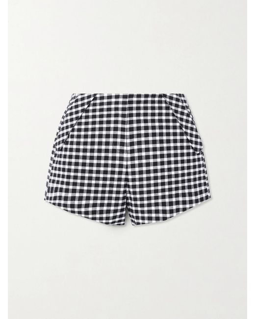 Posse Black Chiara Checked Cotton-Blend Shorts