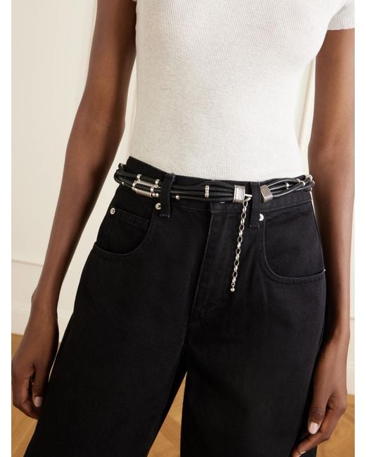 Isabel Marant White Tylka Embellished Braided Leather Belt