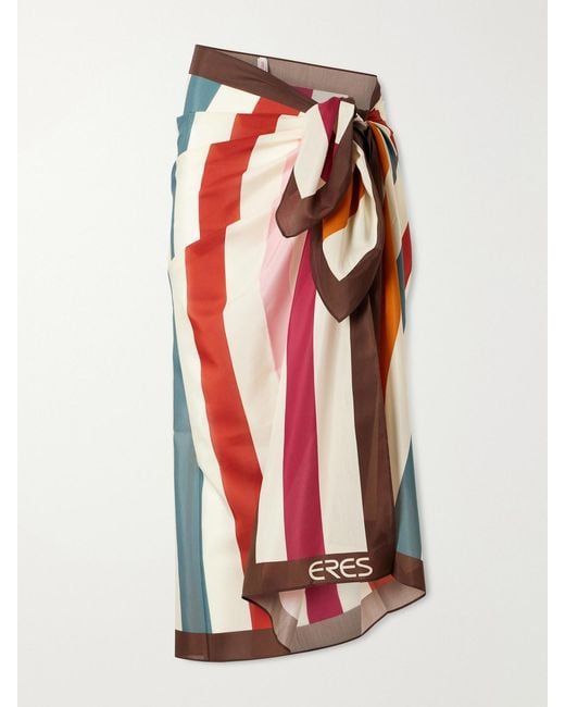 Eres Red Modernity Striped Cotton And Silk-Blend Sarong