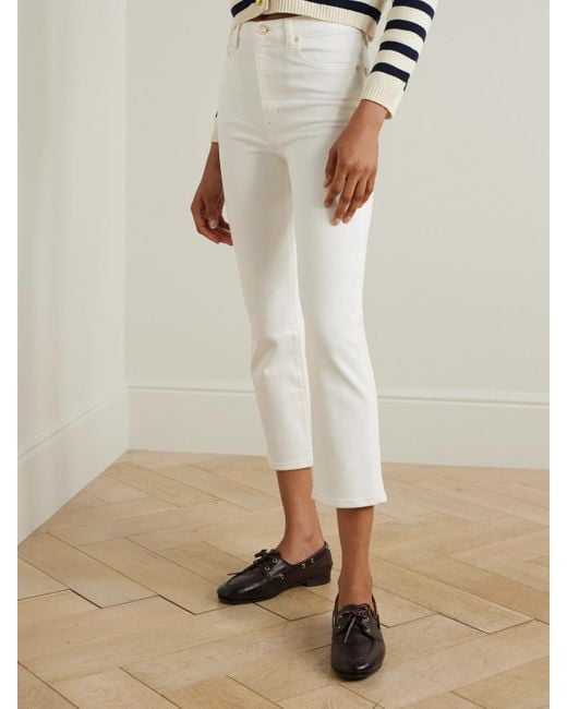FRAME White The Pencil Verkürzte, Hoch Sitzende Jeans Mit Schmalem Bein