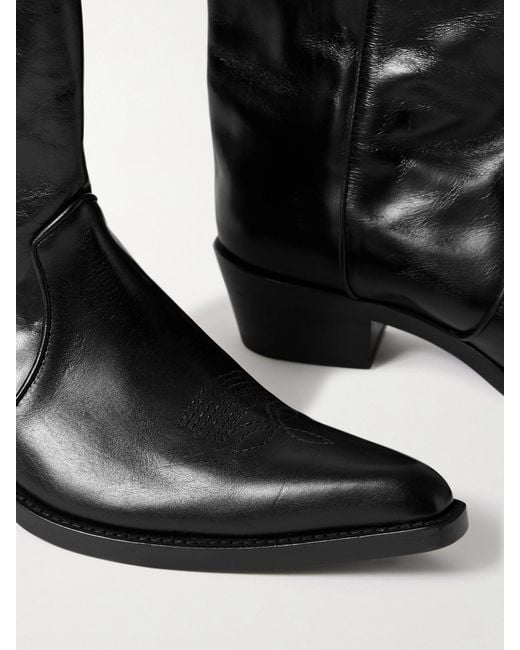 Khaite Black Clive Embroidered Leather Ankle Boots