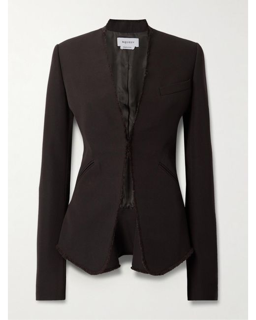 Alexander McQueen Black Blazer Aus Wolle Mit Fransen