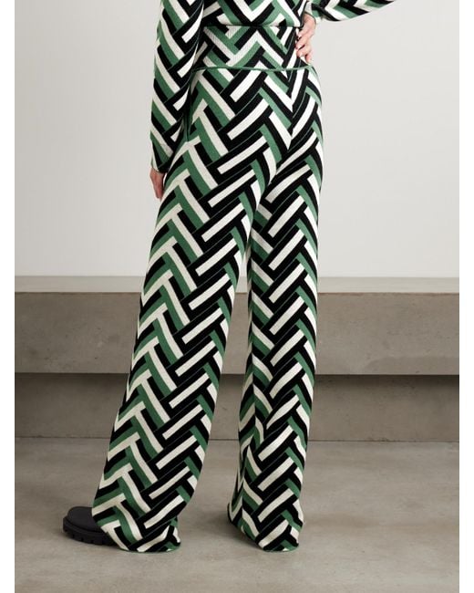 Perfect Moment Green Merino Wool Jacquard Chalet Trousers