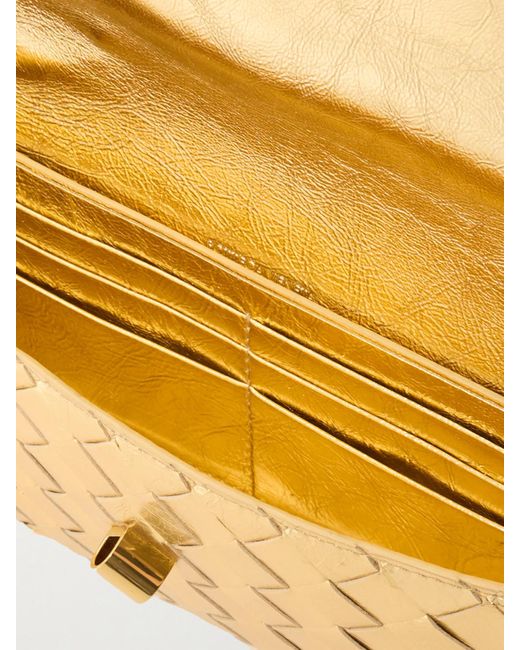 Bottega Veneta Natural Andiamo Long Intrecciato Metallic Leather Clutch