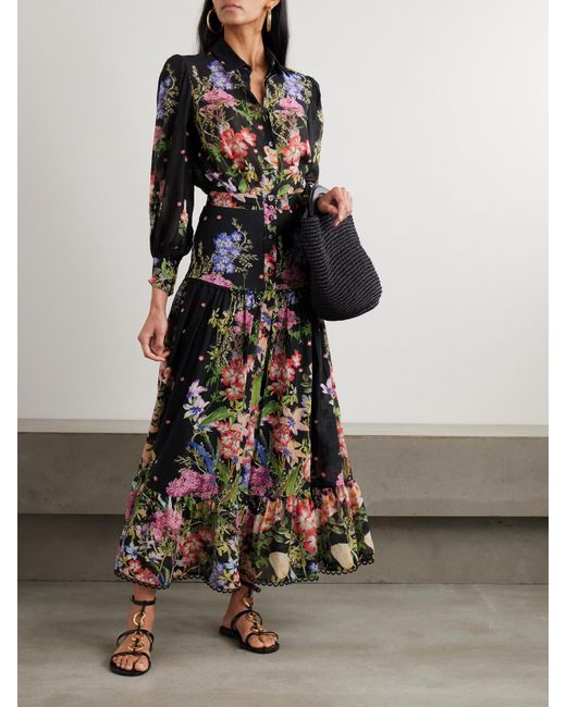 Charo Ruiz Black Ann Maxirock Aus Voile Aus Einer Baumwollmischung Mit Blumenprint