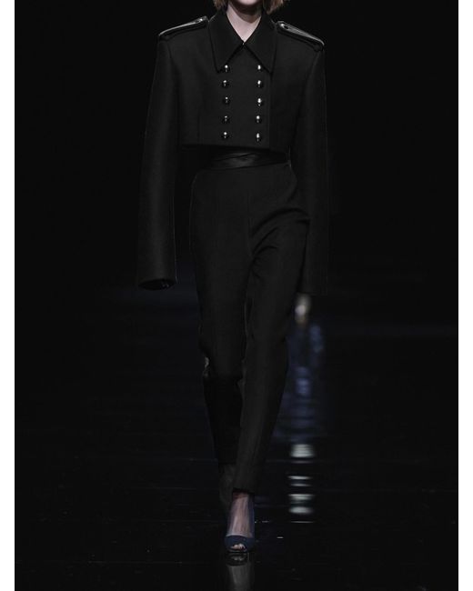 Khaite Black Lenro Pleated Satin-Trimmed Grain De Poudre Straight-Leg Pants