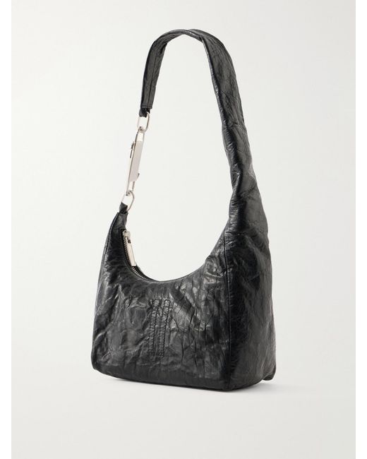 Rick Owens Black Disco Gemini Crinkled-Leather Shoulder Bag