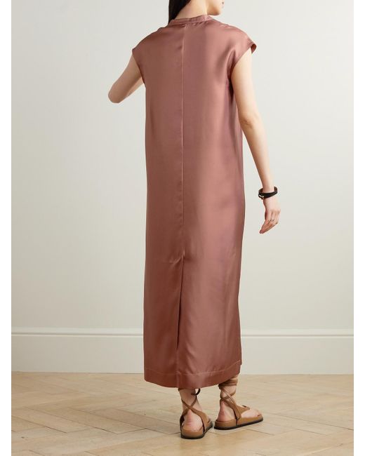 Loulou de Saison Pink Demeter Silk-Twill Midi Dress