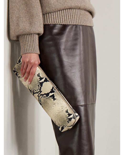 Khaite Natural Kye Clutch Aus Leder Mit Schlangeneffekt