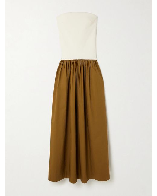 Esse Studios Natural Duo Strapless Stretch-Knit And Cotton-Poplin Maxi Dress