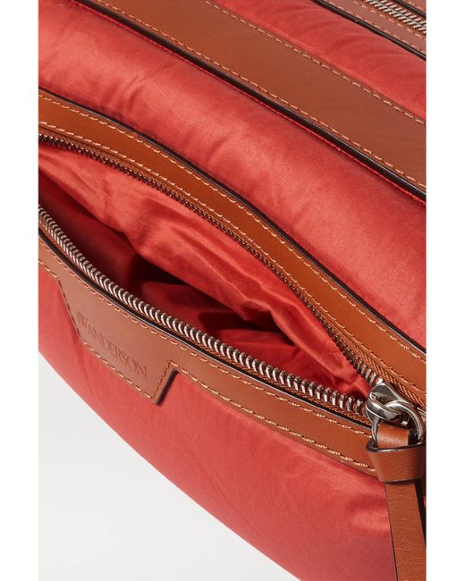 Moncler Genius Red 1 Jw Anderson Quilted Padded Shell And Leather Tote