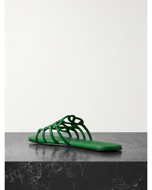 Loewe Green Paula's Ibiza Petal Anagram Leather Slides