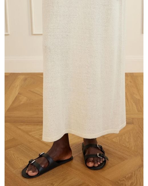 Christen White Buckled Leather Flat Sandals