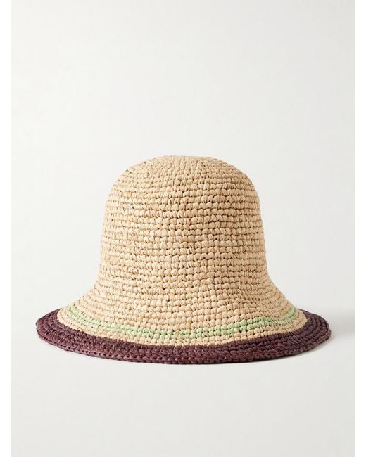 Zimmermann Natural Striped Raffia Bucket Hat