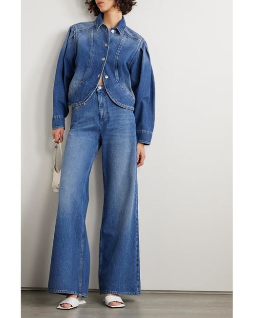 Isabel Marant Blue Lemony Hoch Sitzende Jeans Mit Weitem Bein