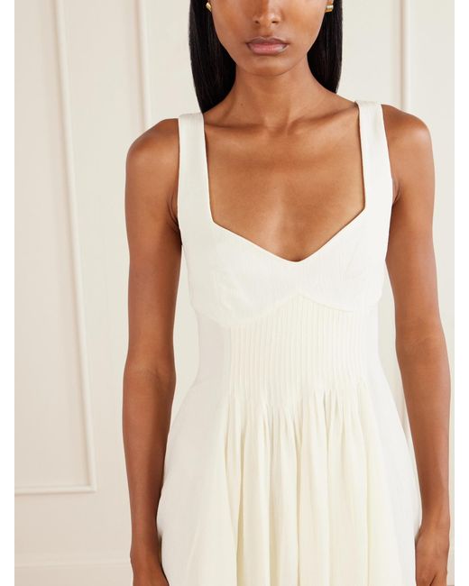 J.W. Anderson White Pleated Gathered Crepon Mini Dress