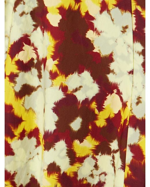 Ulla Johnson Yellow Vianne Pleated Floral-Print Cotton-Poplin Midi Skirt