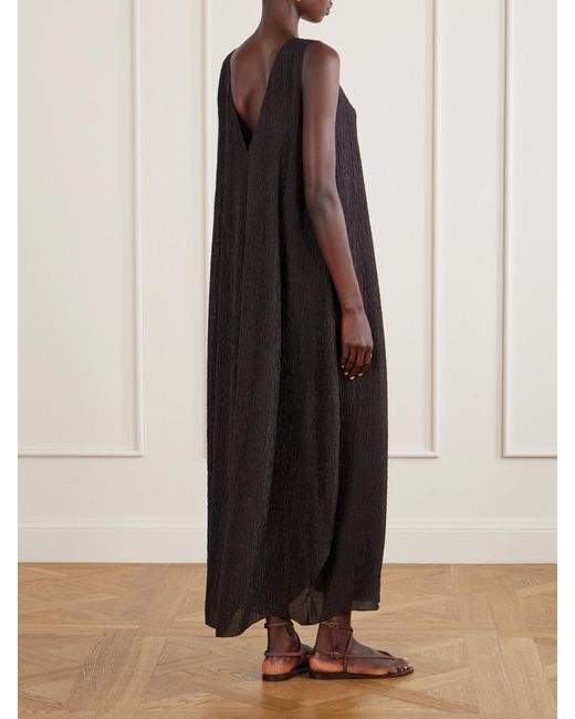 Cortana Black Anhelo Crinkled Silk-Chiffon Maxi Dress