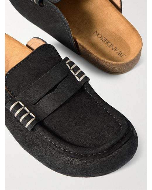 J.W. Anderson Black Stitch Suede Slip-Ons