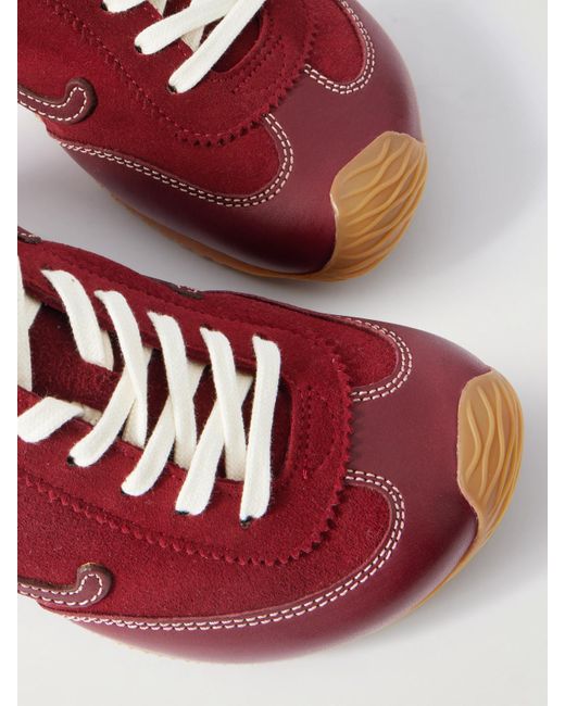 Loewe Red Ballet Runner 2.0 Logo-Appliquéd Leather And Suede Sneakers